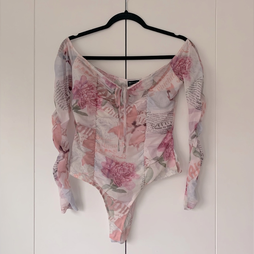 NWOT ASOS Off Shoulder Mesh Bodysuit